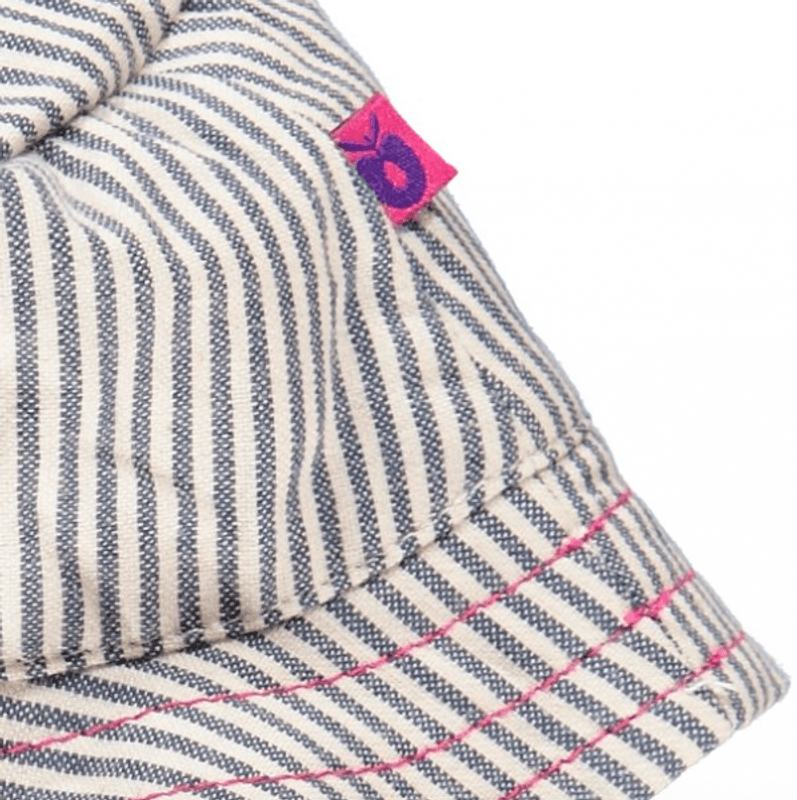 solhatt stripet denim rosa