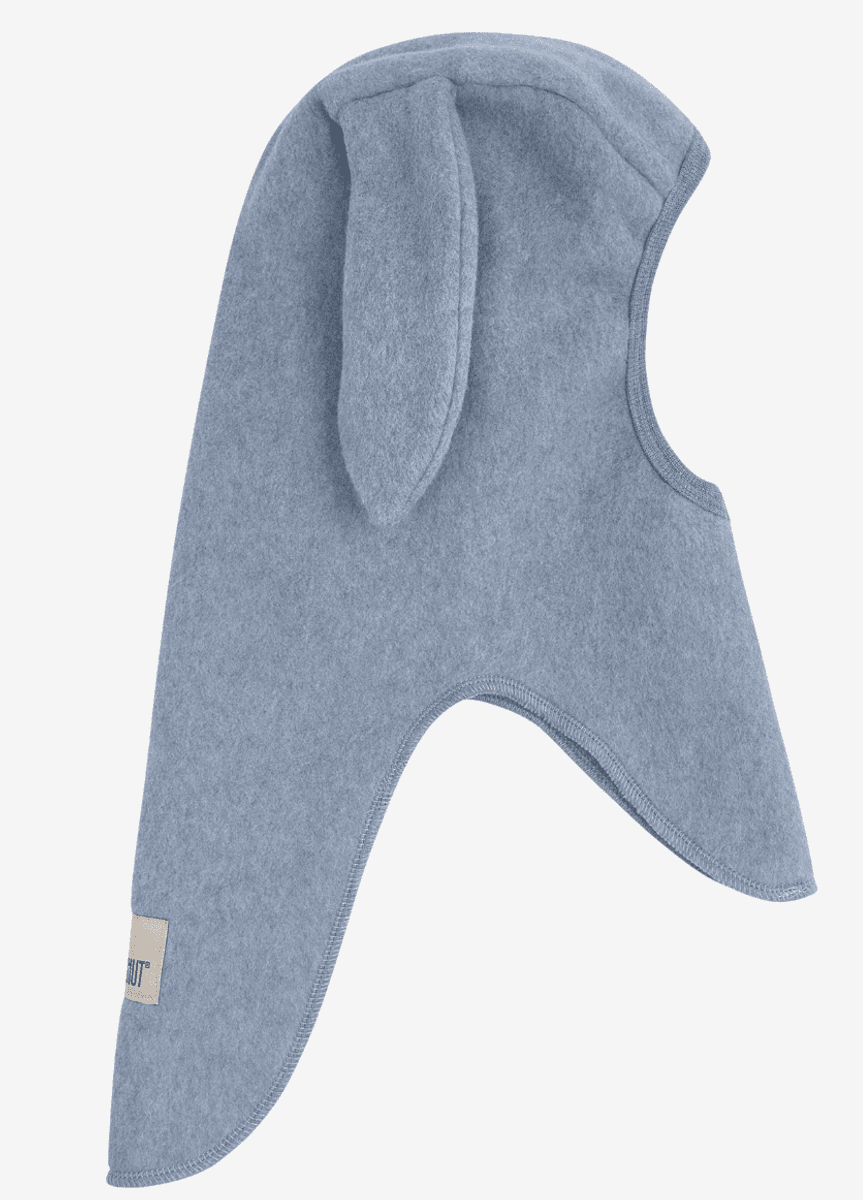 Huttelihut Elefantlue med kanin ører bomullsfleece  windward blue