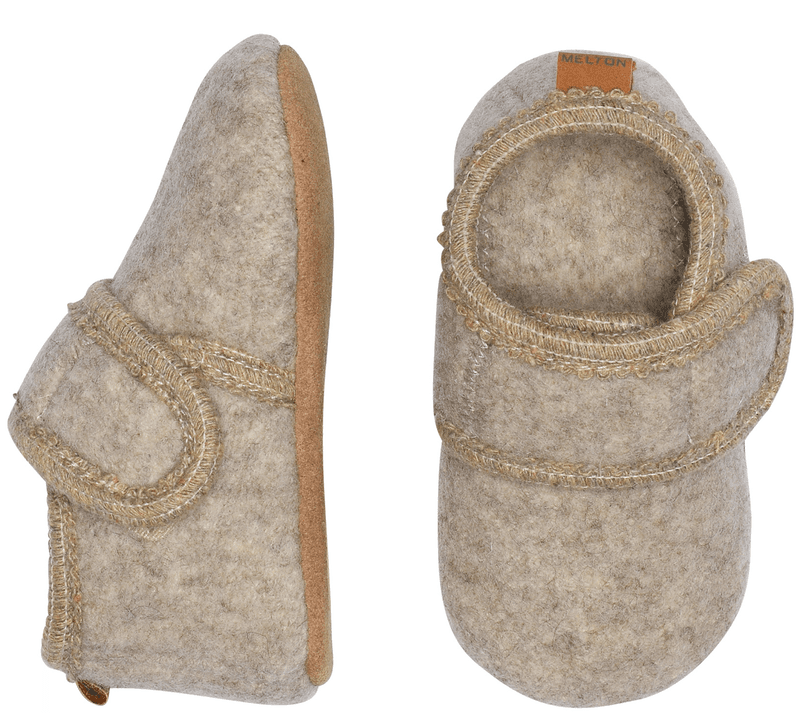 Melton ulltøffel beige melange
