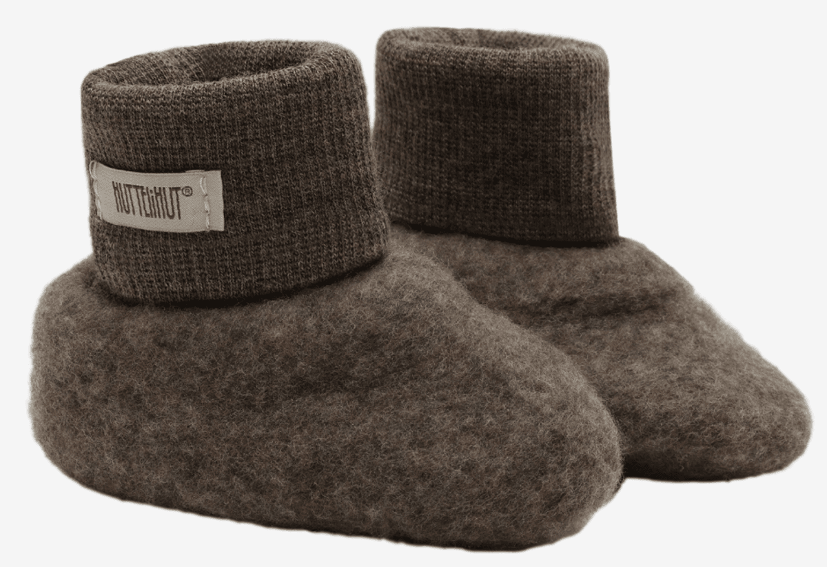 Huttelihut Footies ullflecce brown melange