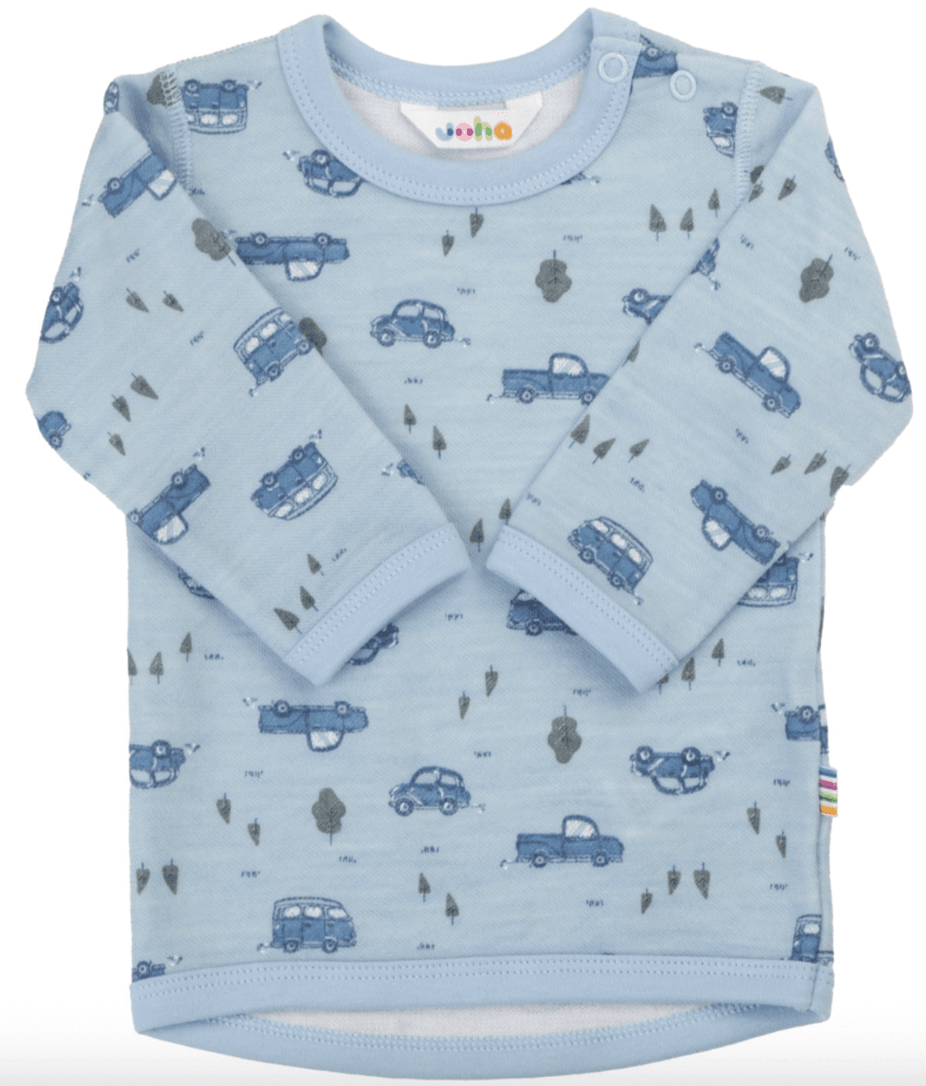 Joha Genser ull/bambus  cars light light blue