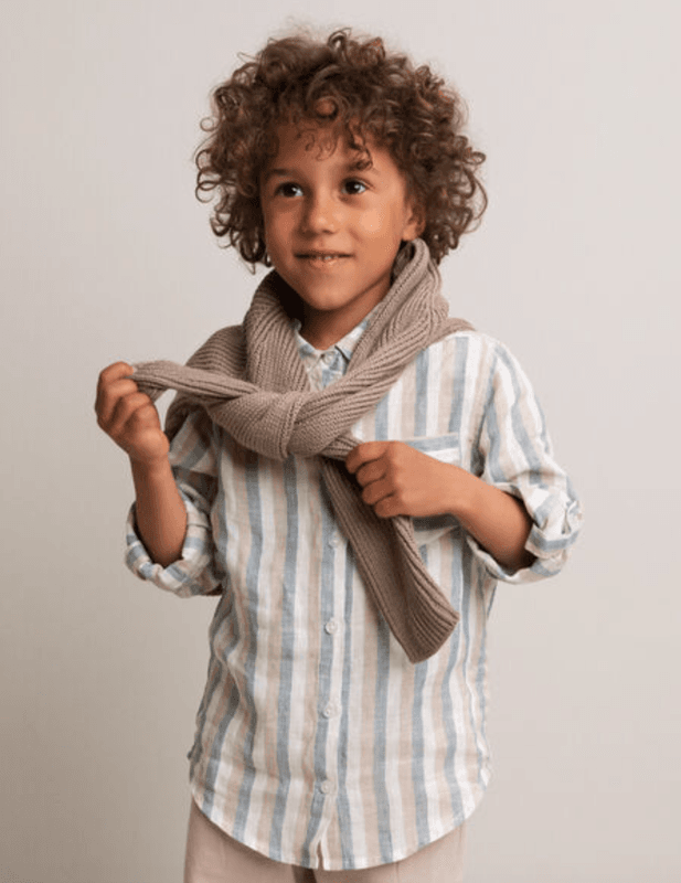 Marmar skjorte Tommy lin dusty blue stripe
