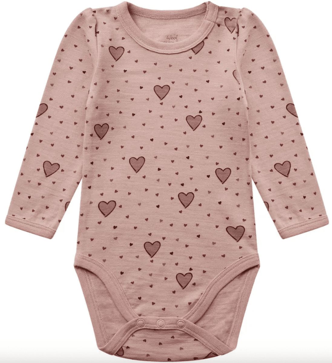 Hust and Claire Body ull/bambus Baloo Hearts with puff dusty rose