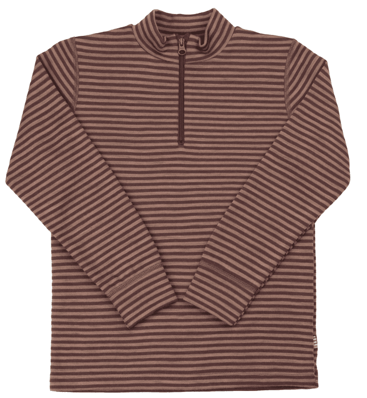 Joha genser ull/bambus half zip striper rose