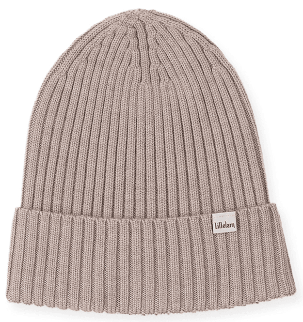 Hovedbilde lillelam lue ribb beige ull