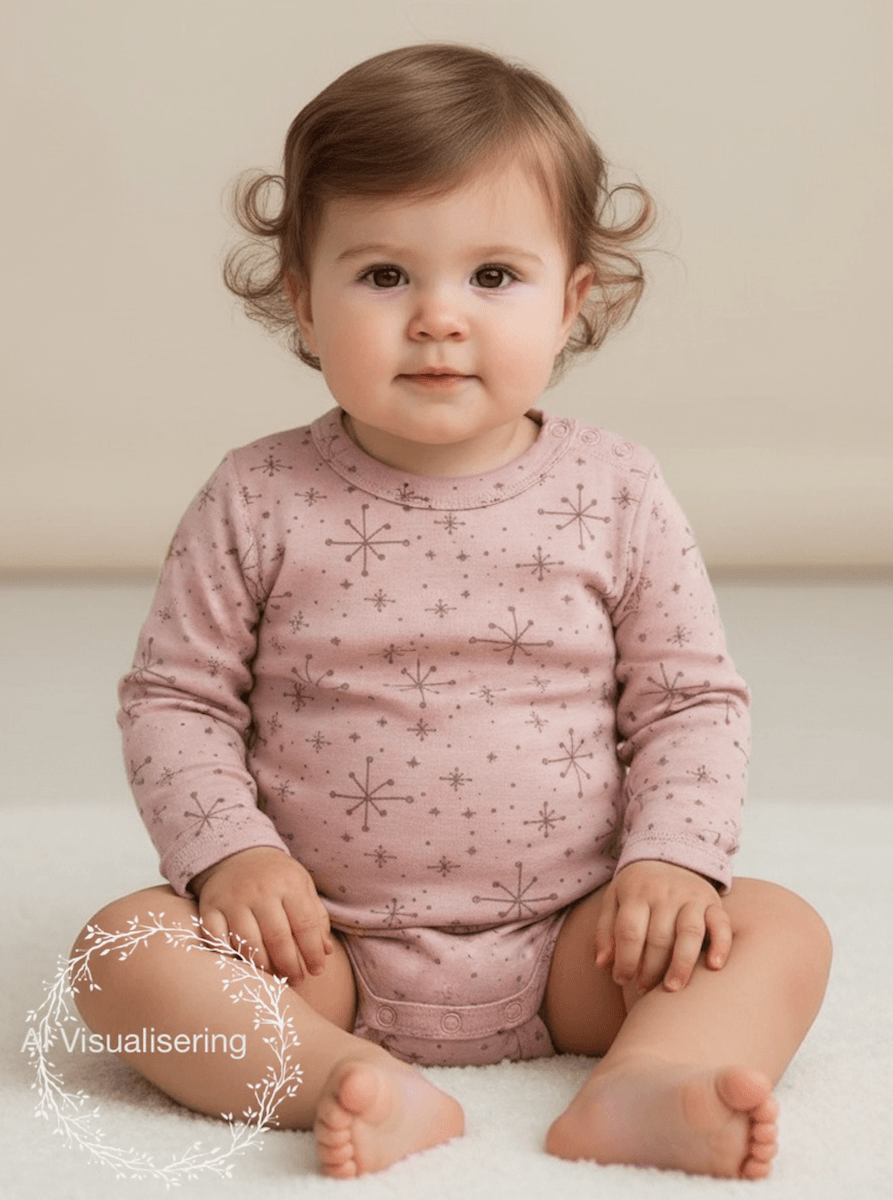 Joha body ull handdrawn snowflake rosa