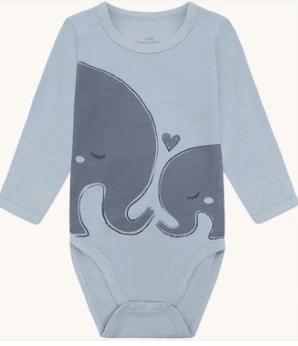 Hust and Claire Body ull/bambus Baloo Elephants Baby Blue