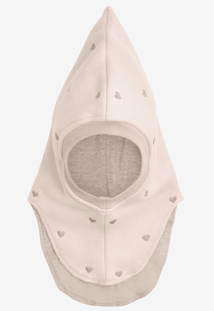 Huttelihut Elefantlue med hjerter bomullsfleece peach blush