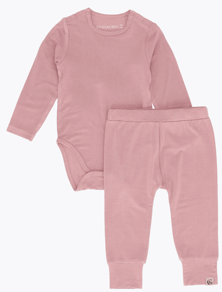 Gullkorn Vennen baby sett grey pink